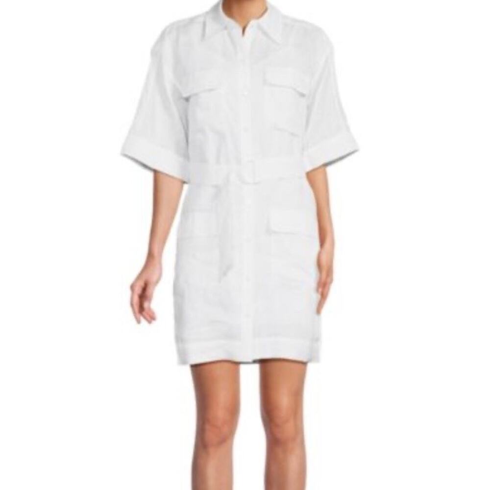 EQUIPMENT Bright White Oriel Linen Shirtdress Medium Missing Belt